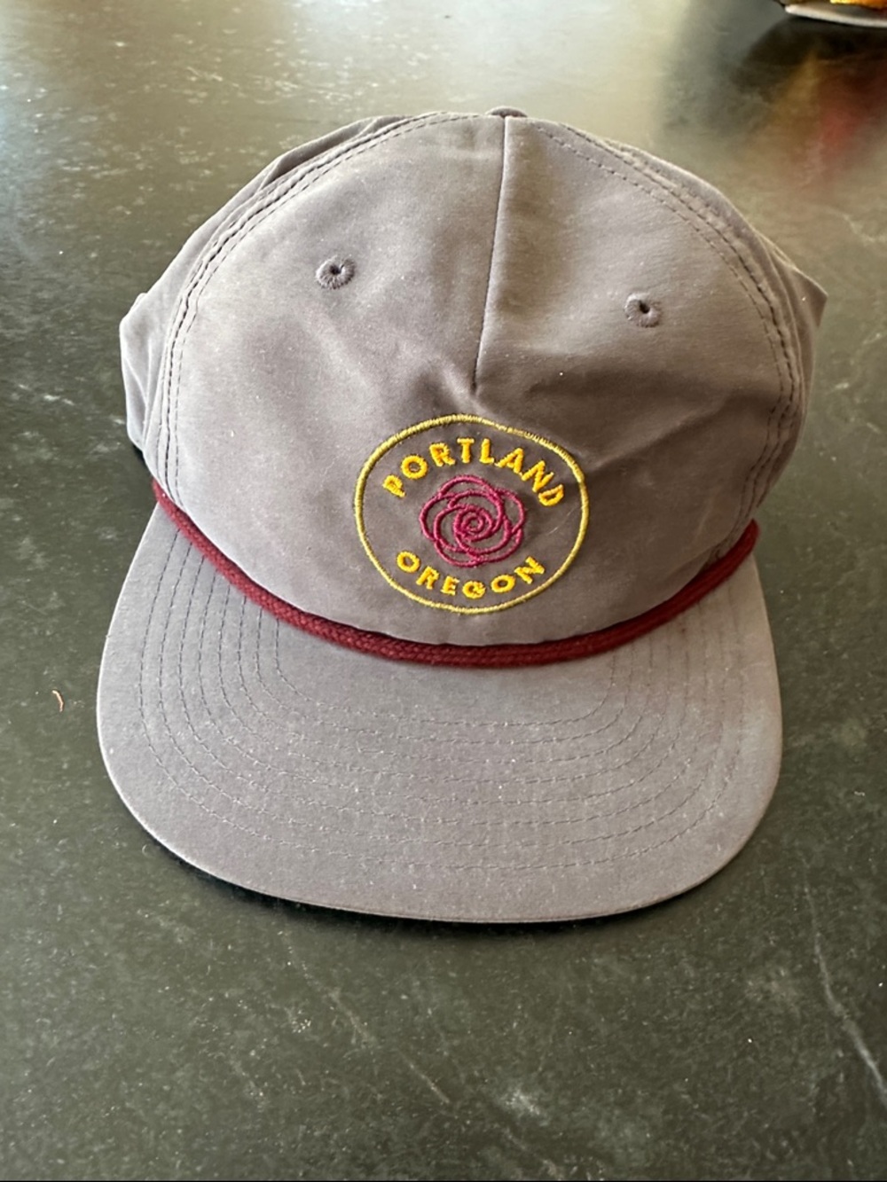 Portland Oregon Embroidered Rope Cap - Gray with Maroon Detail